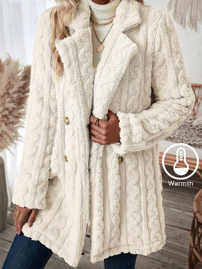 Simple Plain Winter Natural Warmth Loose Mid-long Thicken H-Line Teddy Jackets for Women Simple Plain Winter Natural Warmth Loose Mid-long Thicken H-Line Teddy Jackets for Women