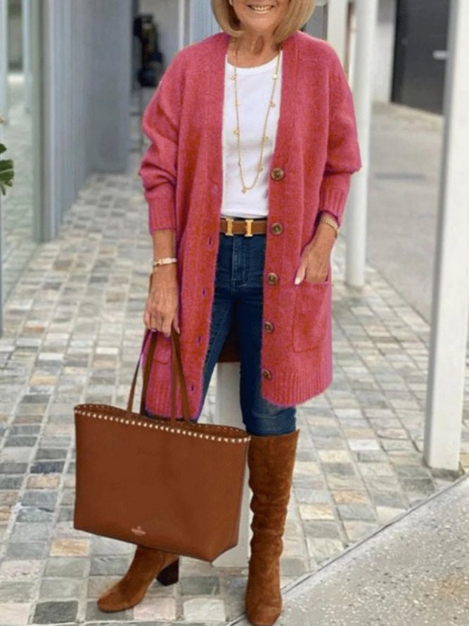 Casual Plain Spring/Fall Acrylic Daily Regular Fit Long Sleeve H-Line Regular Cardigans for Women Casual Plain Spring/Fall Acrylic Daily Regular Fit Long Sleeve H-Line Regular Cardigans for Women