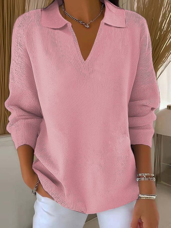 Women Casual Plain Spring/Fall Daily Long Sleeve Shawl Collar Regular H-Line Regular Sweaters