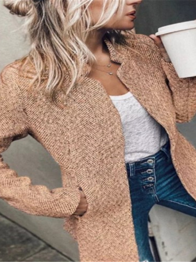 Women Simple Plaid Spring/Fall Split Joint Natural Regular Fit Long Sleeve Lapel Collar Bomber jacket Jackets Women Simple Plaid Spring/Fall Split Joint Natural Regular Fit Long Sleeve Lapel Collar Bomber jacket Jackets