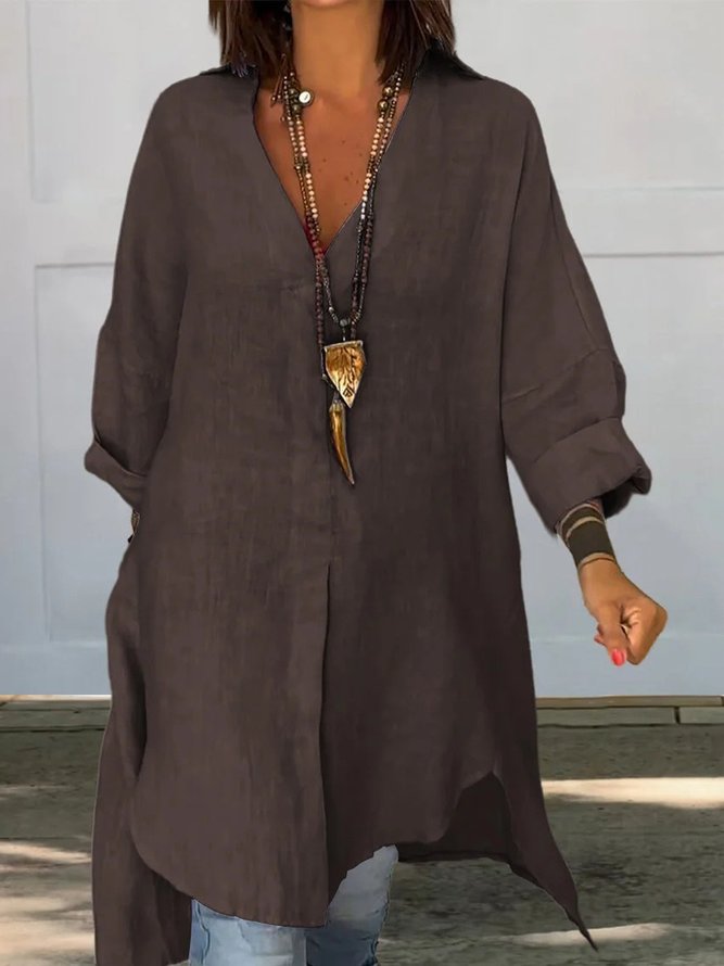 Women Casual Plain Spring/Fall No Elasticity Loose Long Sleeve H-Line Regular Shirt Collar Blouses Women Casual Plain Spring/Fall No Elasticity Loose Long Sleeve H-Line Regular Shirt Collar Blouses