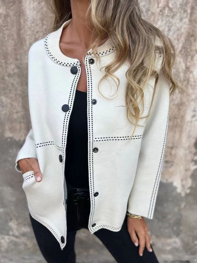 Casual Plain Spring/Fall Acrylic Micro-Elasticity Regular Fit Long Sleeve Crew Neck Regular Cardigans for Women Casual Plain Spring/Fall Acrylic Micro-Elasticity Regular Fit Long Sleeve Crew Neck Regular Cardigans for Women