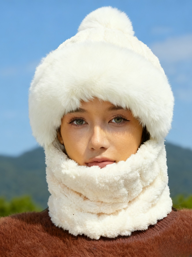 Women Casual Plain All Season Split Joint Heavyweight Vacation Warmth Coral Velvet Floppy Hats