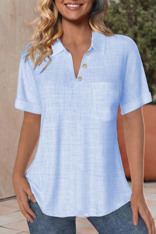 Women Casual Plain Summer Daily Regular Fit Cotton And Linen Short Sleeve Regular Regular Blouses