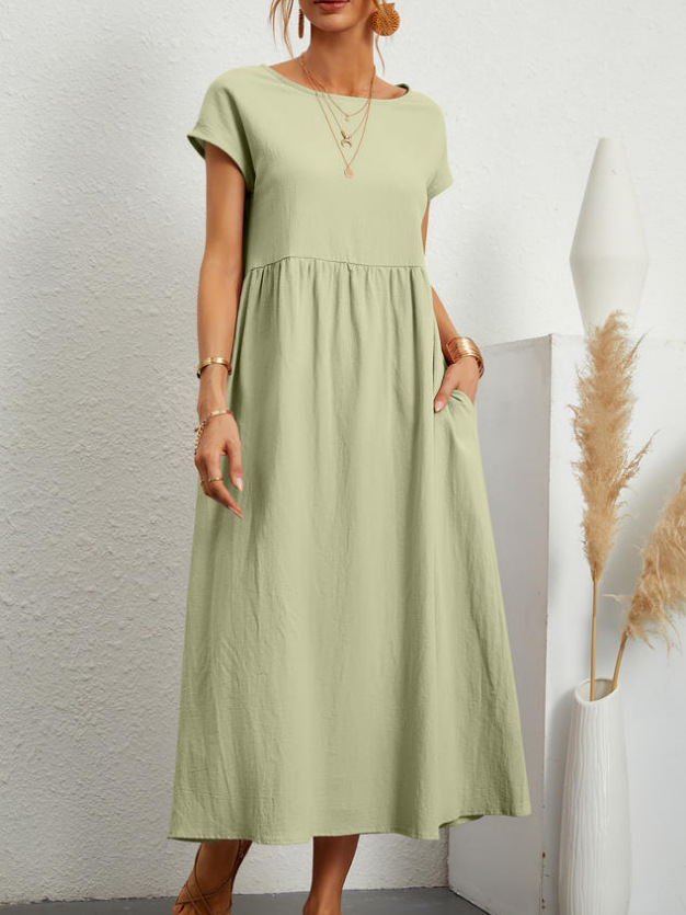 Casual Plain Summer No Elasticity Daily Short Sleeve A-Line Regular No Dresses for Women