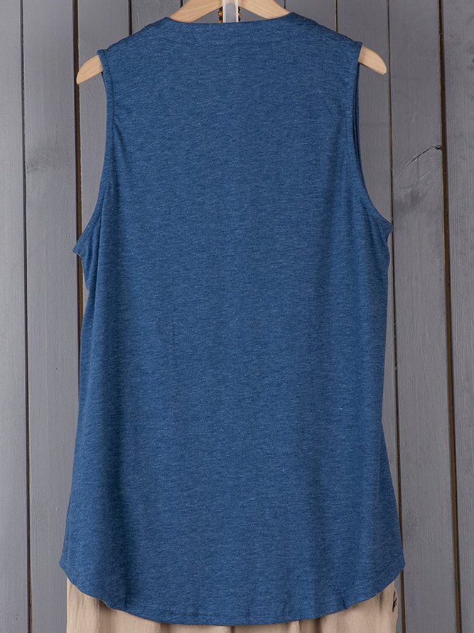 Plus Size V-Neck Sleeveless Solid Tank Top