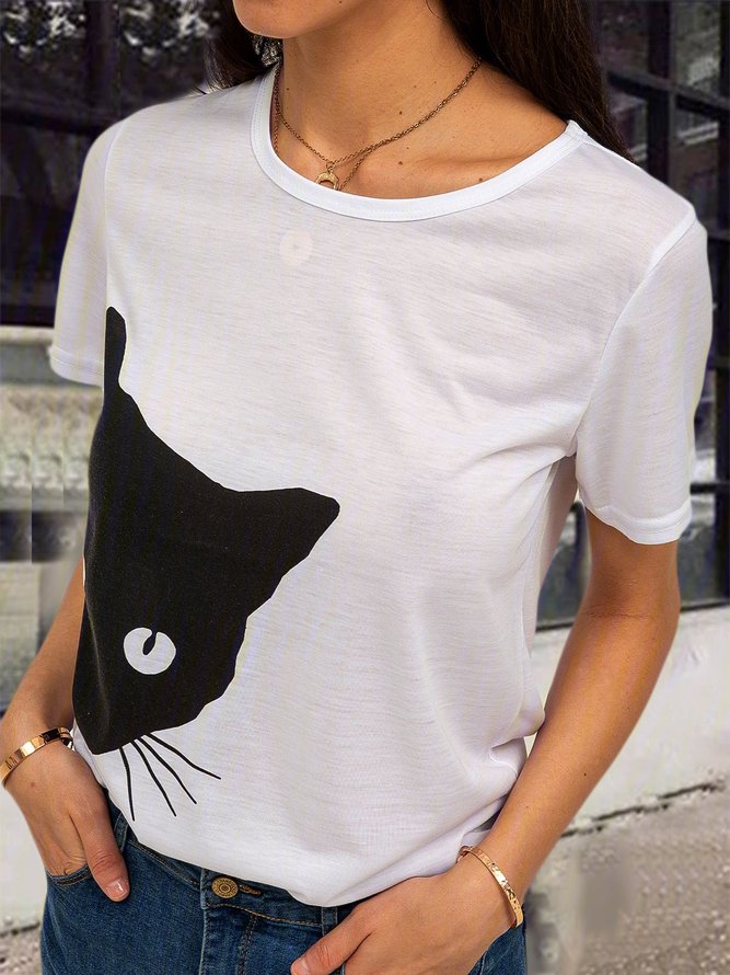 Round Neck Animal Casual Top