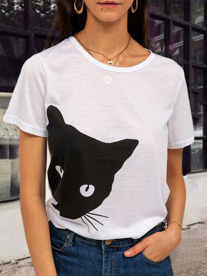 Round Neck Animal Casual Top