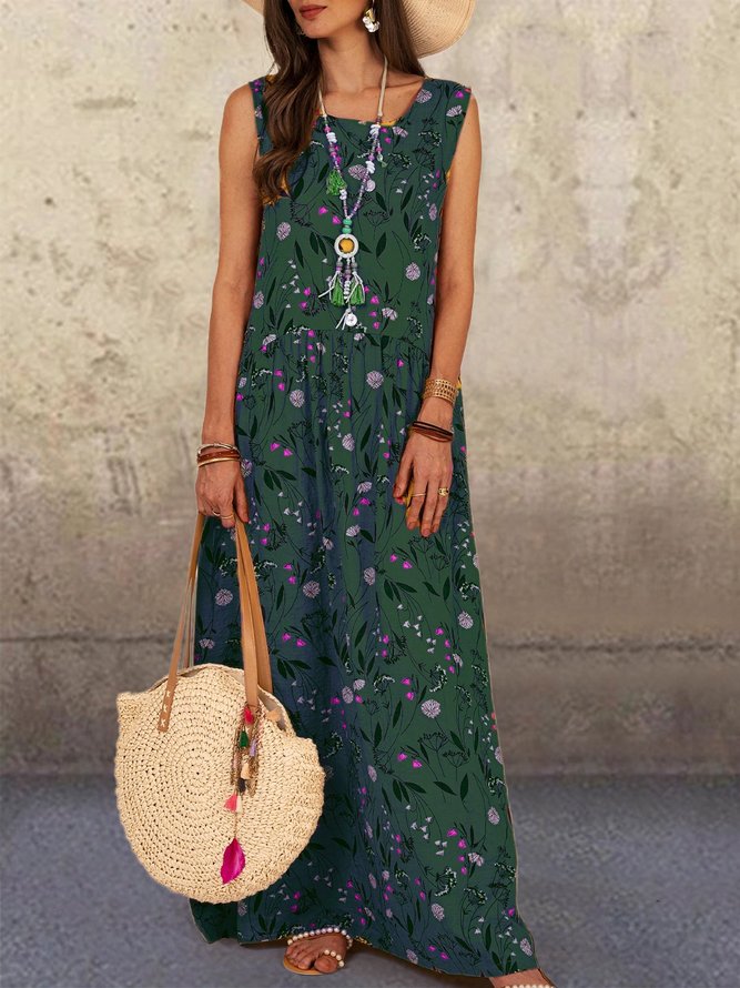 Sleeveless Floral Printed Casual Maxi Dresses | Dresses | Roselinlin ...