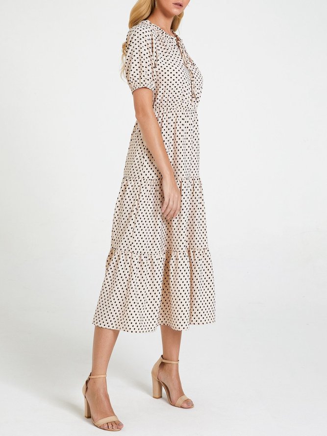 Apricot Polka Dots Sweet Dresses