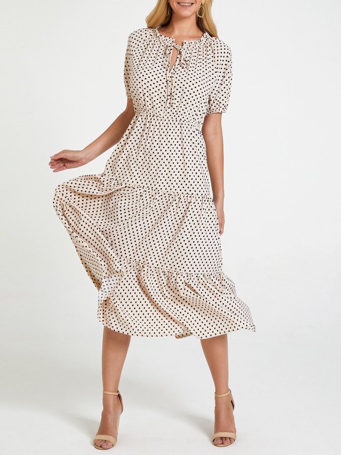 Apricot Polka Dots Sweet Dresses