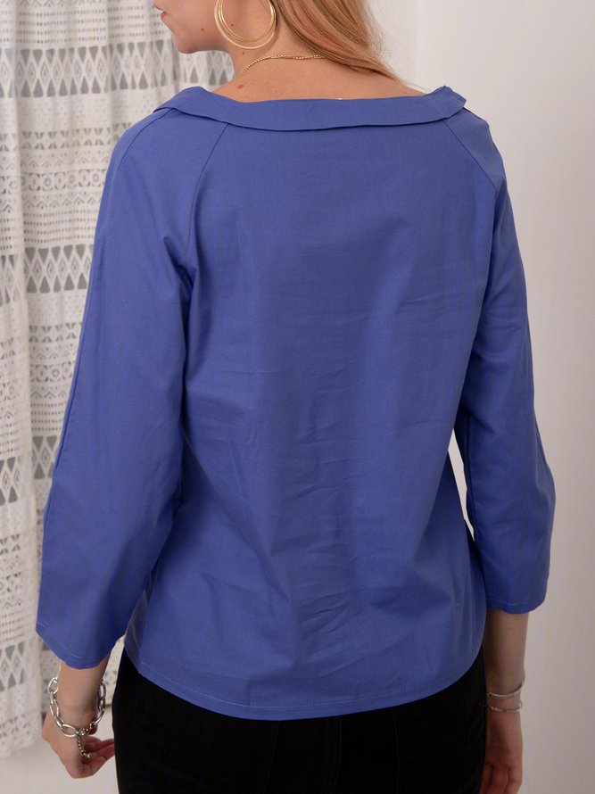 Women Casual Long Sleeve Cotton Solid Top