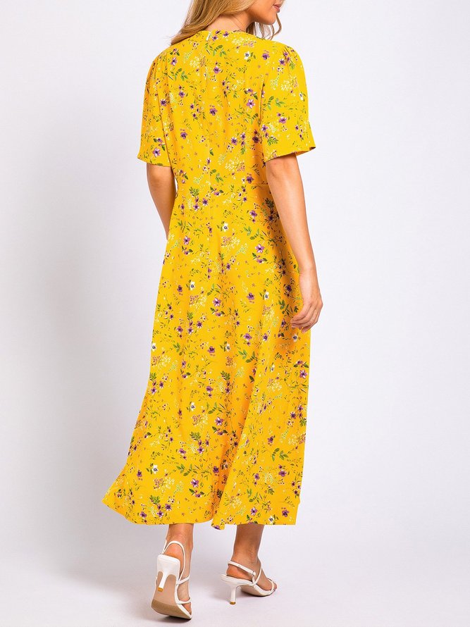 Yellow Chiffon Holiday Weaving Dress