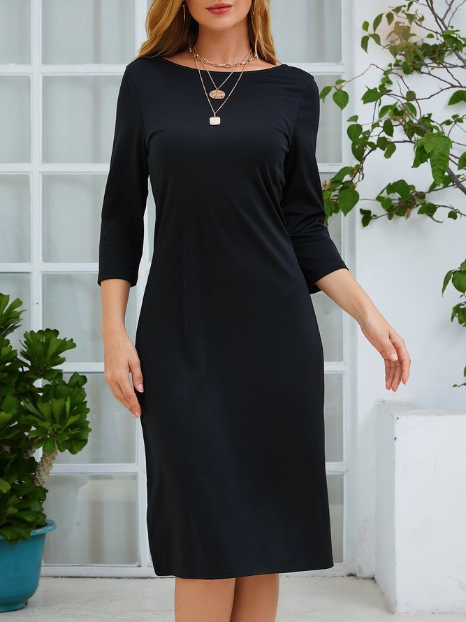 Black Long Sleeve Cocktail Tc Knitting Dress