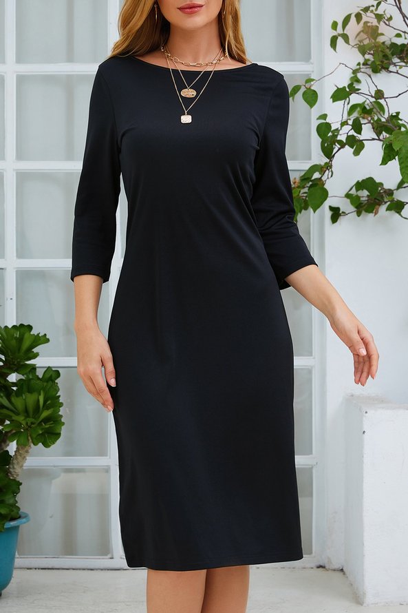 Black Long Sleeve Cocktail Tc Knitting Dress