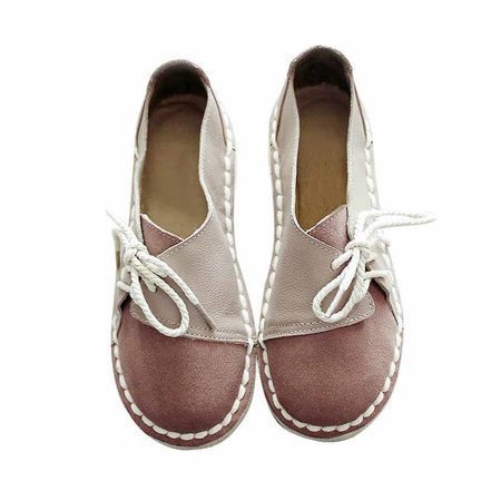 Women Vintage Closed Toe Slip on Flat Heel Shoes