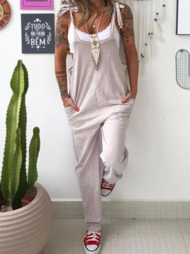 Spaghetti-Strap Casual Linen Jumpsuits & Romper