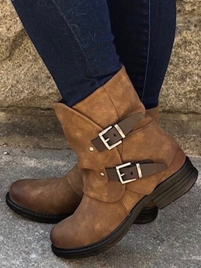 pu flat heel boots