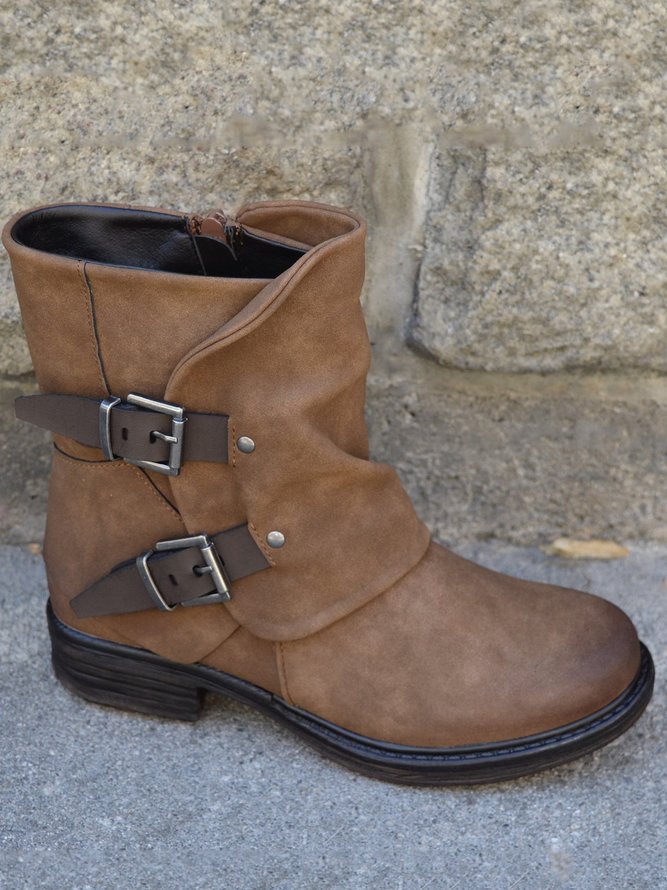 pu flat heel boots