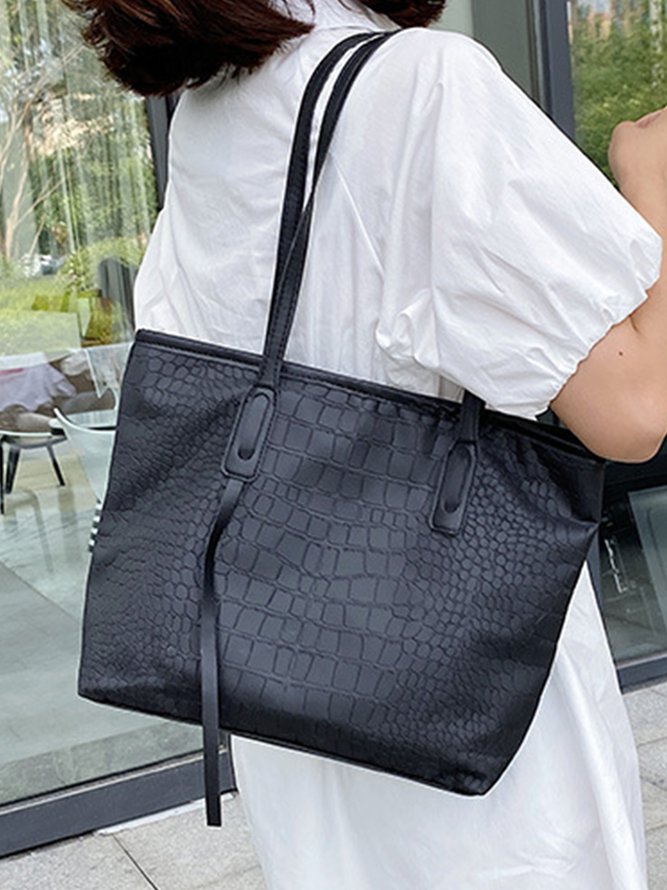 Casual large-capacity crocodile print shoulder bag