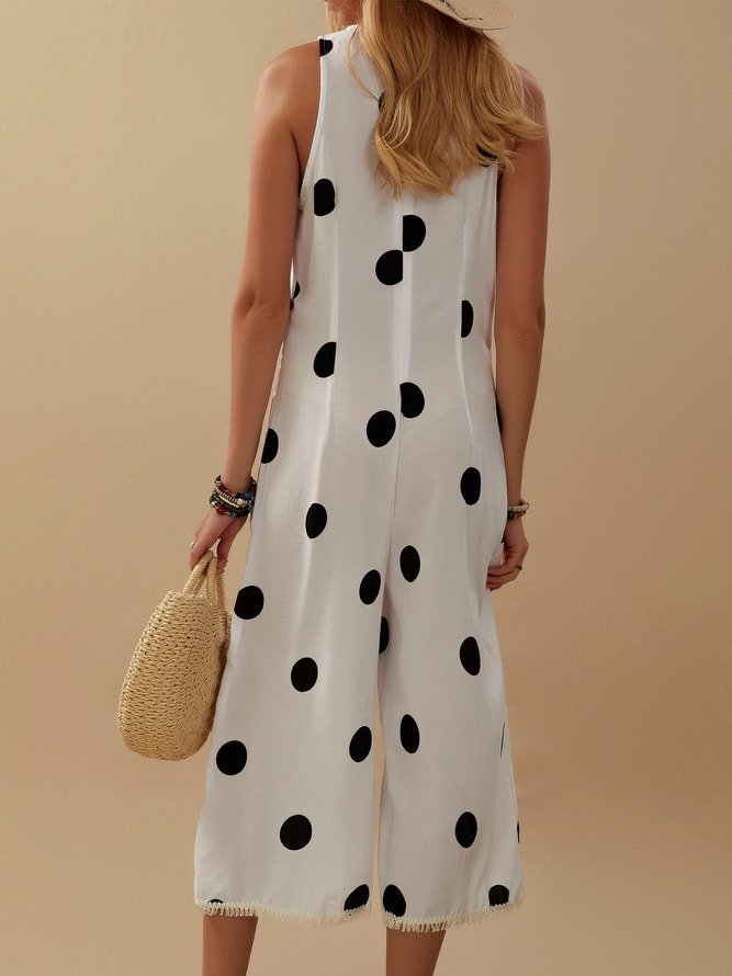 Polka Dots Midi Dress Summer Sleeveless Plus Size Jumpsuit