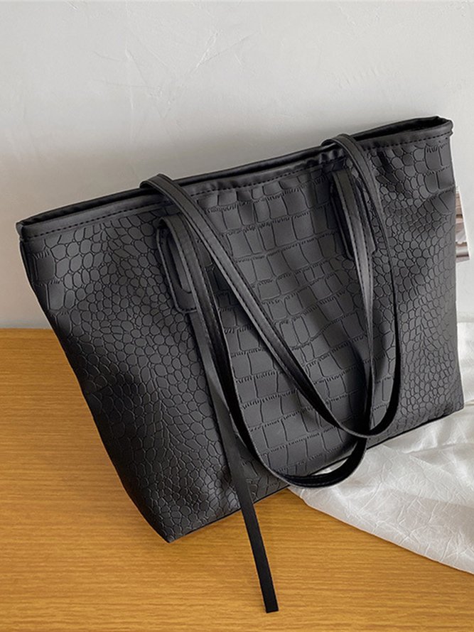 Casual large-capacity crocodile print shoulder bag