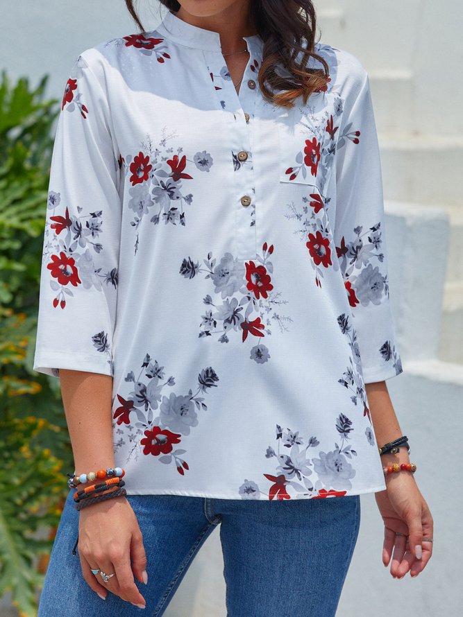 Casual Floral Half Sleeve Blouse | roselinlin