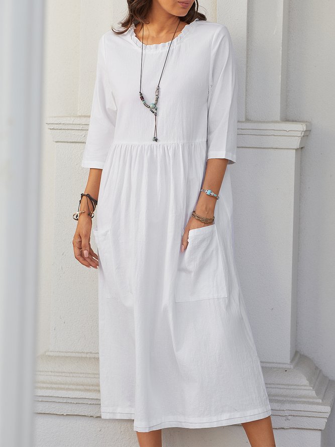 Maxi Solid 3/4 Sleeve Dress