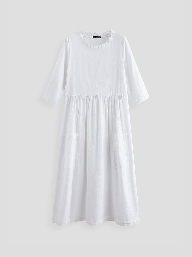 Maxi Solid 3/4 Sleeve Dress