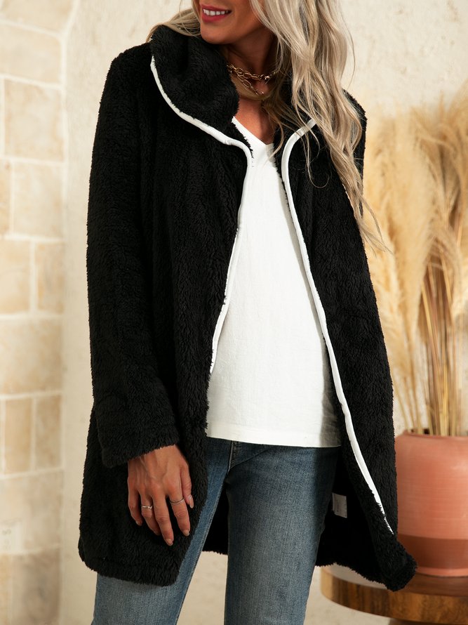 Hooded Long Sleeve Fur Cardigans