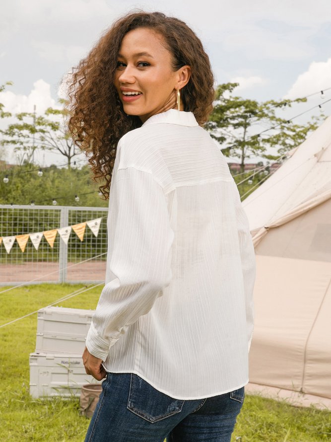Plain Shift Long Sleeve Shirt & Top
