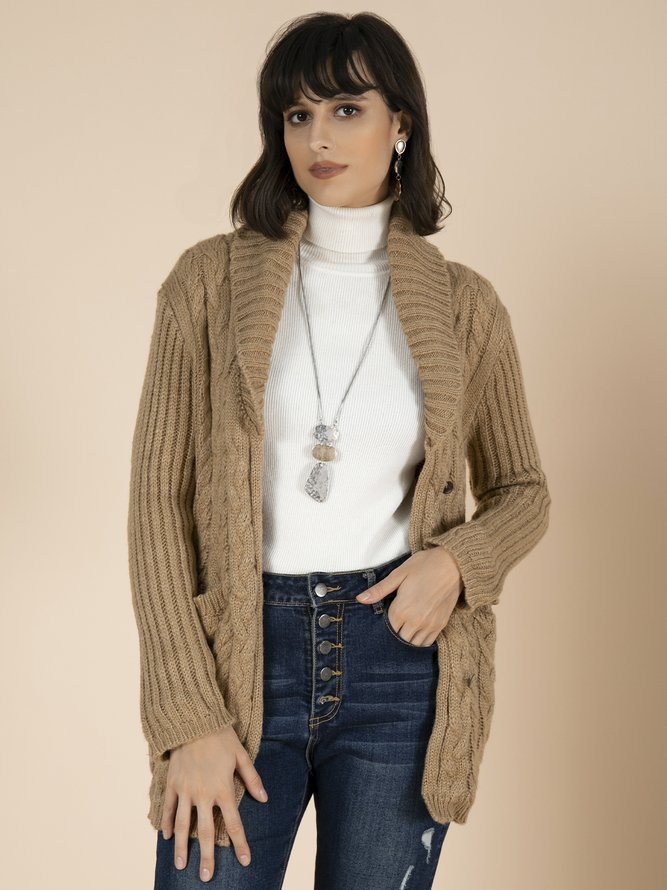 Cotton-Blend Long Sleeve Knit coat
