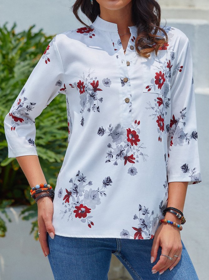 Casual Floral Half Sleeve Blouse | roselinlin