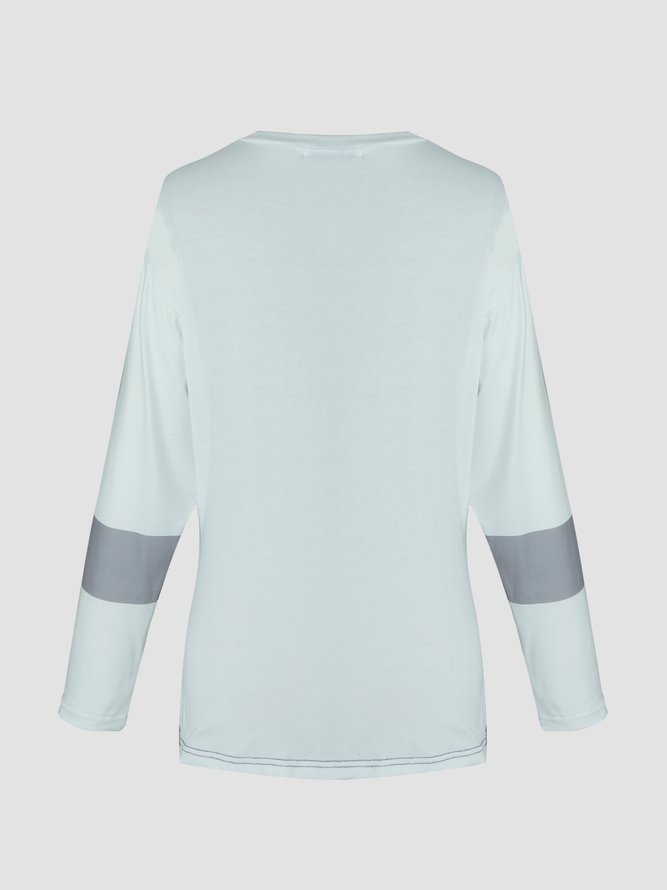 Women Casual Colorblock White And Black Long Sleeve Shirt & Top