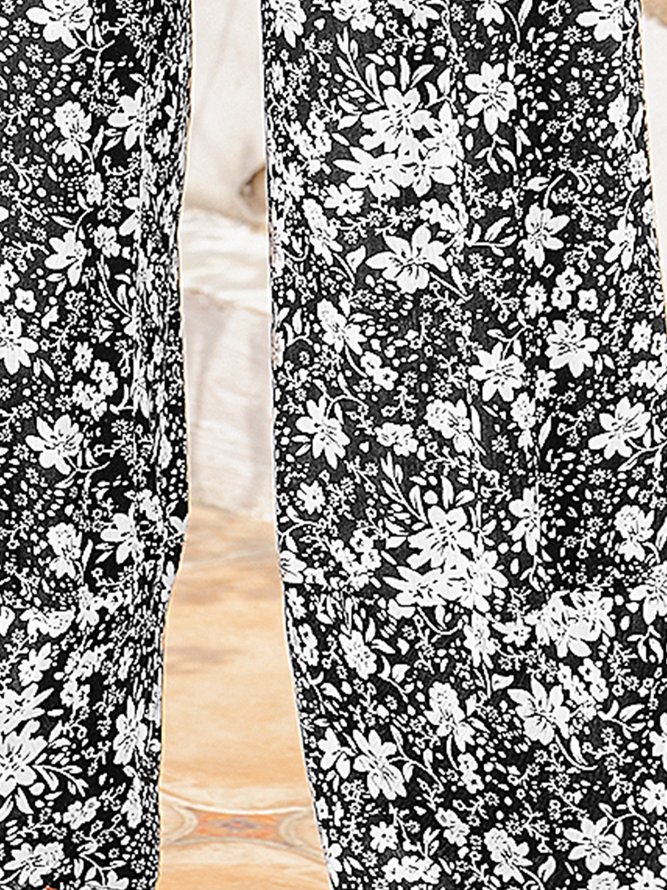 Floral Vintage Cotton-Blend Pants