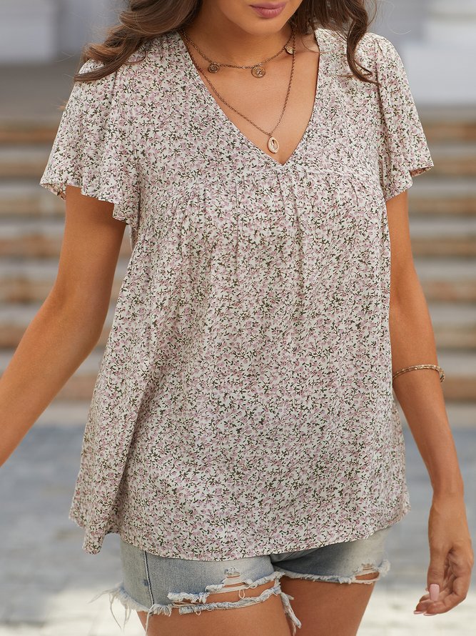 Floral Cotton Blends Shirt & Top