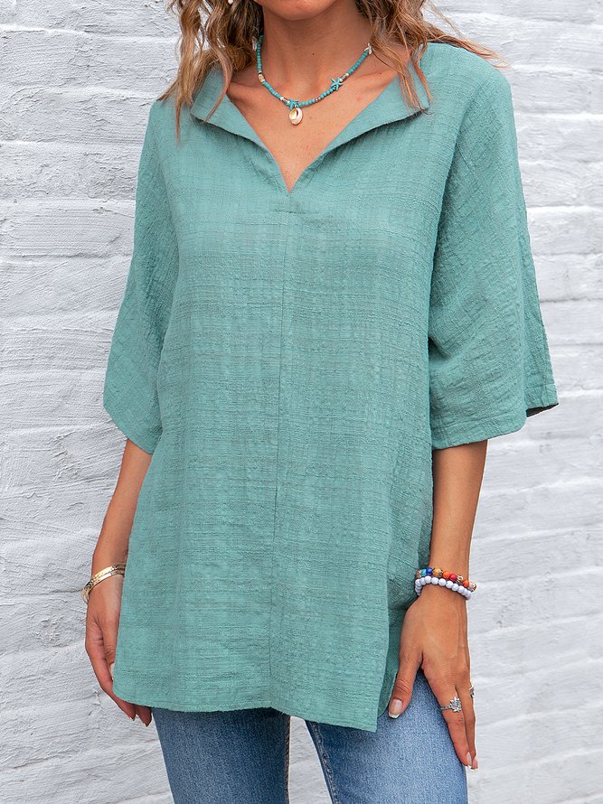 Casual Short Sleeve V Neck Top