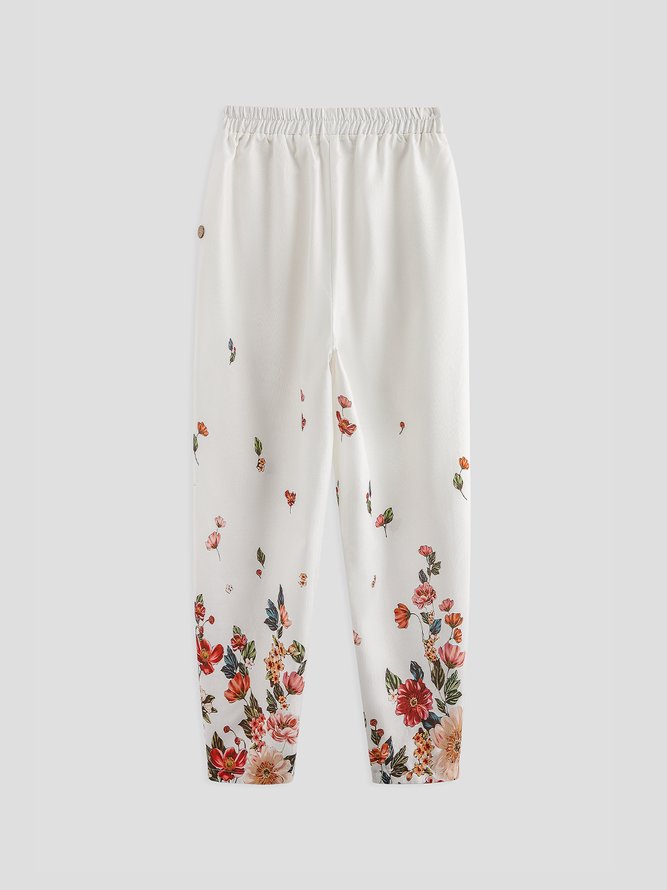 Casual Floral Ombre Loose Pants