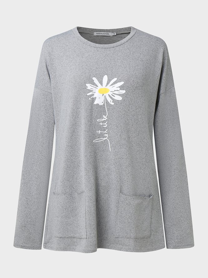 Loose Cotton Blends Long Sleeve Top