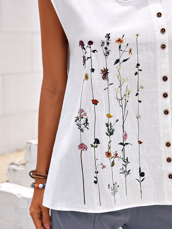 Casual Floral Crew Neck Shirt & Top
