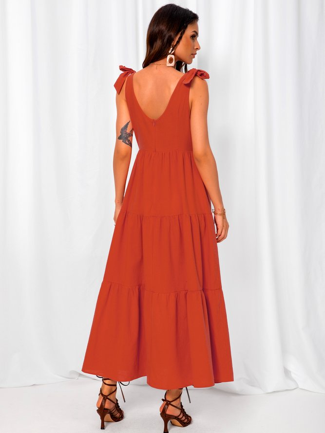 Polyester Fibre Cold Shoulder A-Line Holiday Weaving Dress