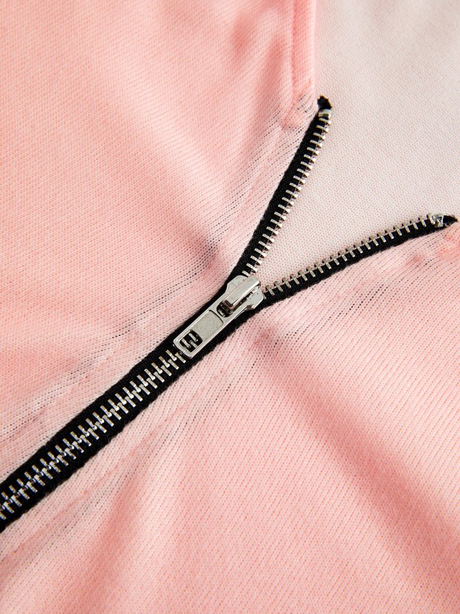 Simple Cotton Blends V Neck Top