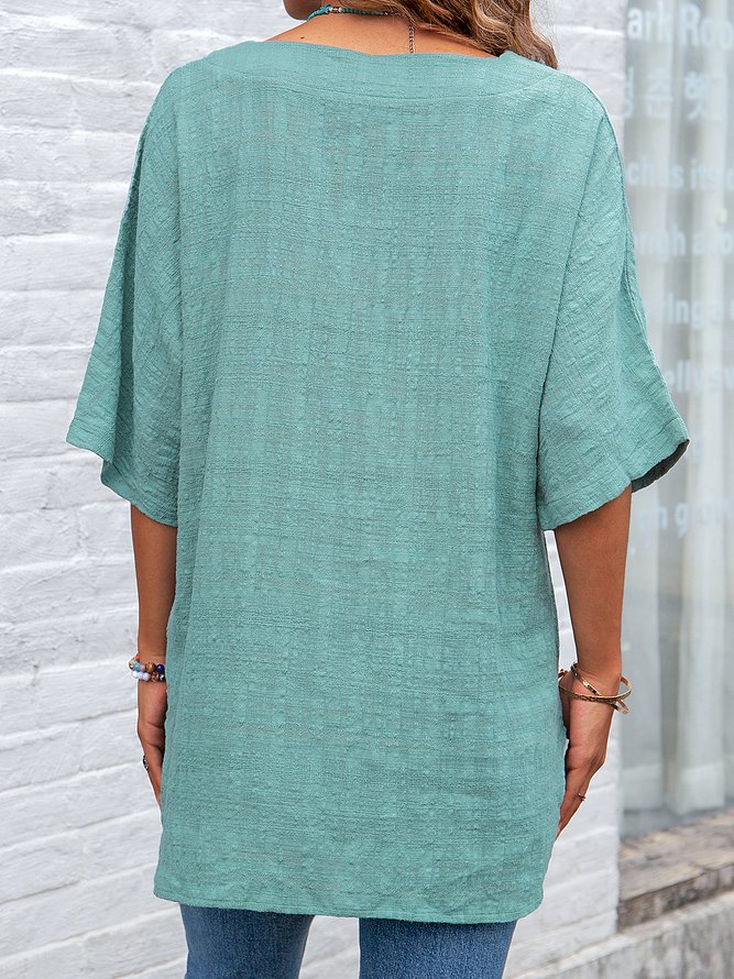 Casual Short Sleeve V Neck Top
