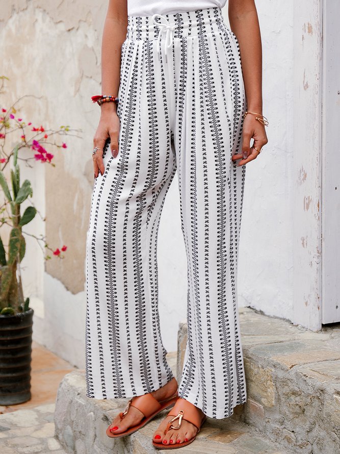 Drawstring Casual Stripes Pants | roselinlin