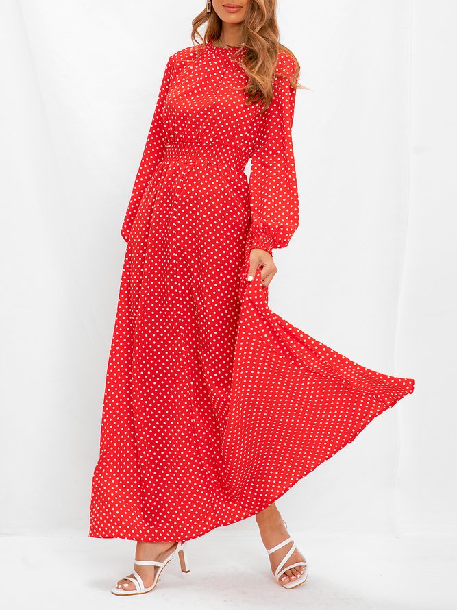 Red Polka Dots Vintage Women Dress