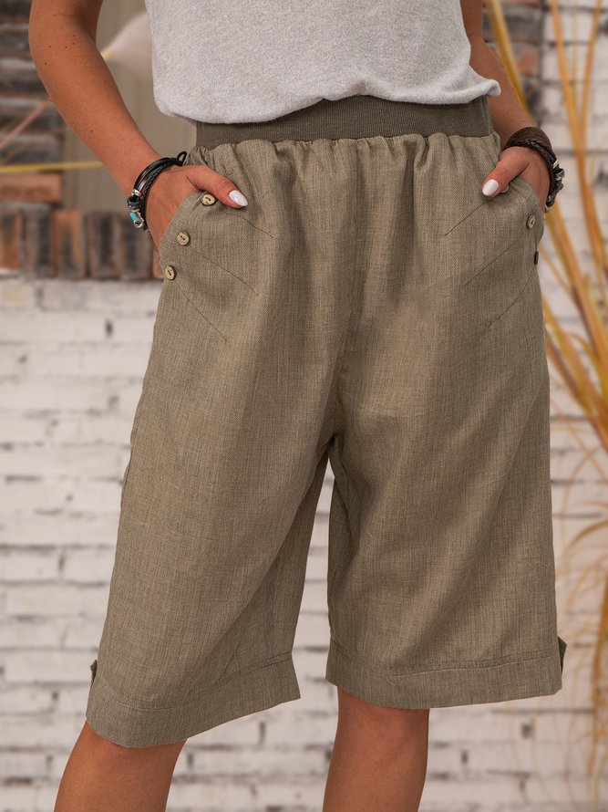Cotton Pockets Casual Shorts
