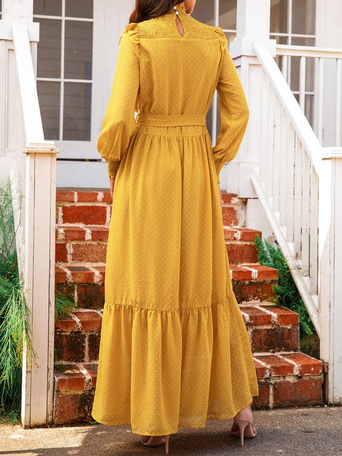 Jacquard Turtleneck Elegant Long Sleeve Weaving Dress
