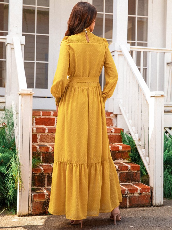 Jacquard Turtleneck Elegant Long Sleeve Weaving Dress