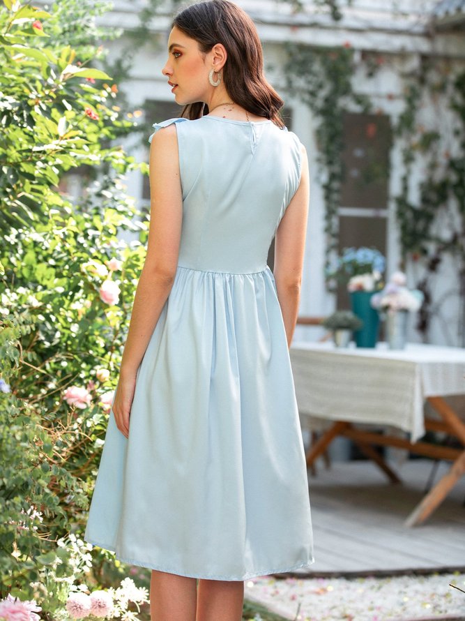 Short Sleeve Polyester Cotton Swing Weaving Dress