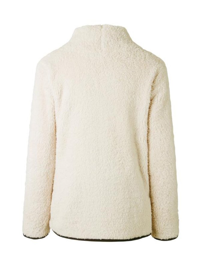 High Neck Zipper Plain Sweater